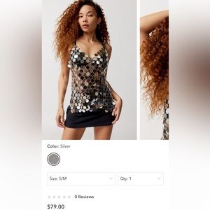 Urban Outfitters silver metallic sequin disc top